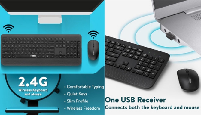 Wireless Keyboard and Mouse Combo by Uncaged Ergonomics