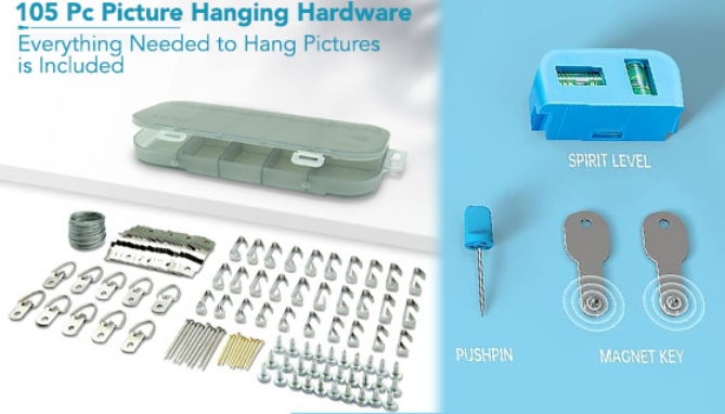 All In One Picture Hanging Kit With 100+ Hardware Pcs