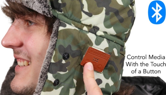 Bluetooth Trapper Hat with Detachable Face Mask (Camouflage)