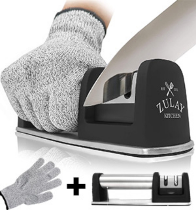 Picture 1 of Stay Sharp Knife and Scissor Sharpener w/ BONUS FREE Cut-Resistant Glove