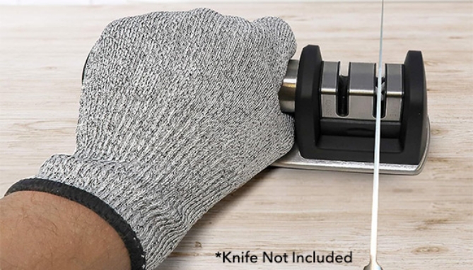 Stay Sharp Knife and Scissor Sharpener w/ BONUS FREE Cut-Resistant Glove