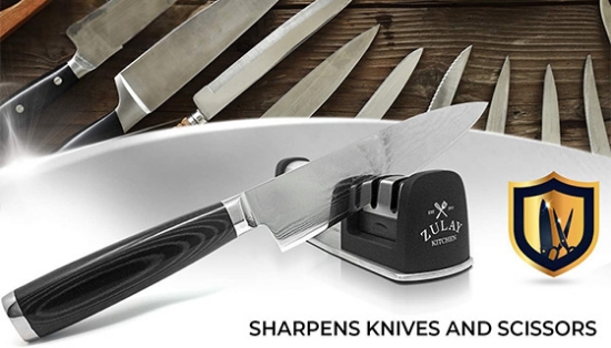 Stay Sharp Knife and Scissor Sharpener w/ BONUS FREE Cut-Resistant Glove