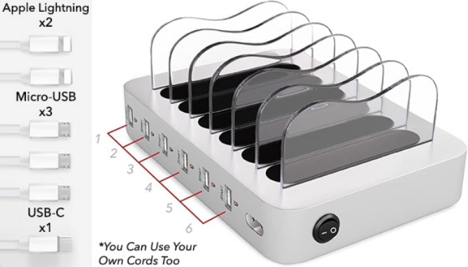 Picture 3 of Six Outlet Universal Charging Station