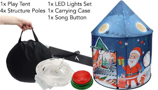 Pop-Up and Play Christmas Kids Tent with Lights and Sounds