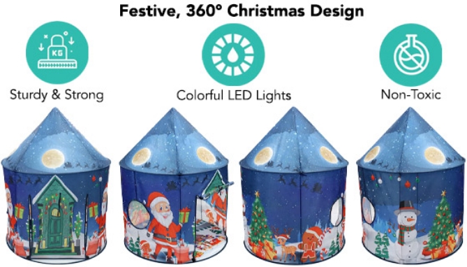 Picture 3 of Pop-Up and Play Christmas Kids Tent with Lights and Sounds