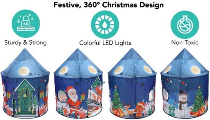 Pop-Up and Play Christmas Kids Tent with Lights and Sounds