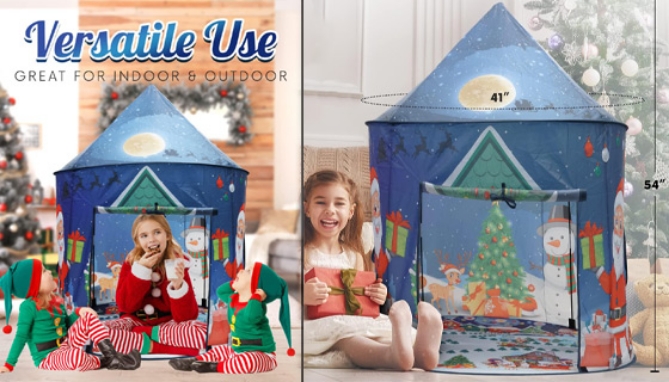 Pop-Up and Play Christmas Kids Tent with Lights and Sounds