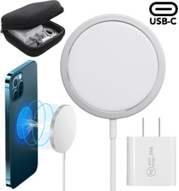 Picture 1 of Fast Charging MagSafe Wireless Qi Charger w/ Free Adapter & Carrying Case