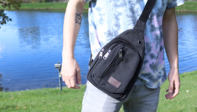 Picture 2 of Unisex Canvas Crossbody Sling Bag for Travel, Day Trips, and Commuting