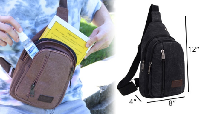 Picture 6 of Unisex Canvas Crossbody Sling Bag for Travel, Day Trips, and Commuting