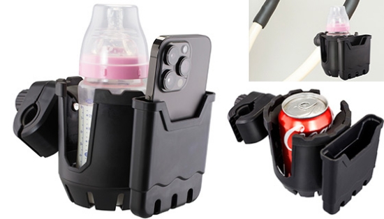 Phone and Cup Holder for Wheel Chairs, Walkers, Strollers and more!