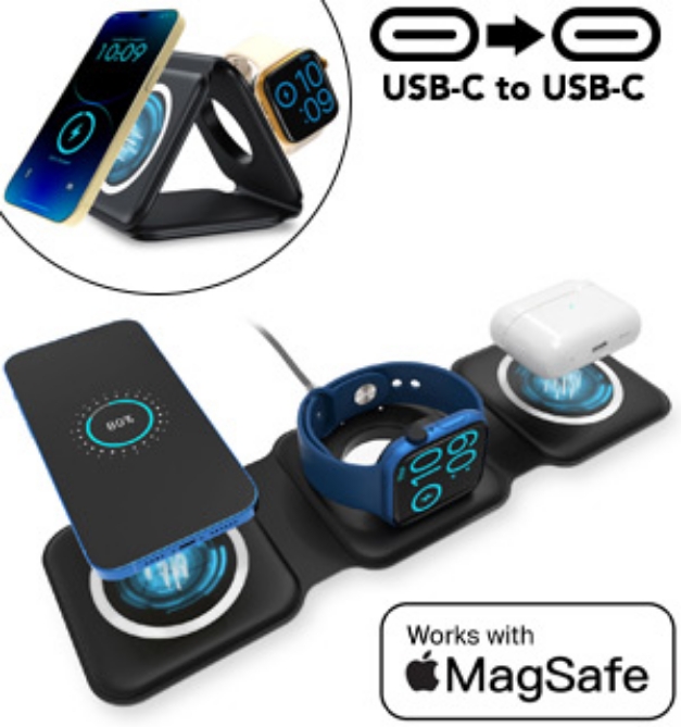 Picture 1 of 15W Super Fast 3 In 1 Foldable Mag-Safe Charger