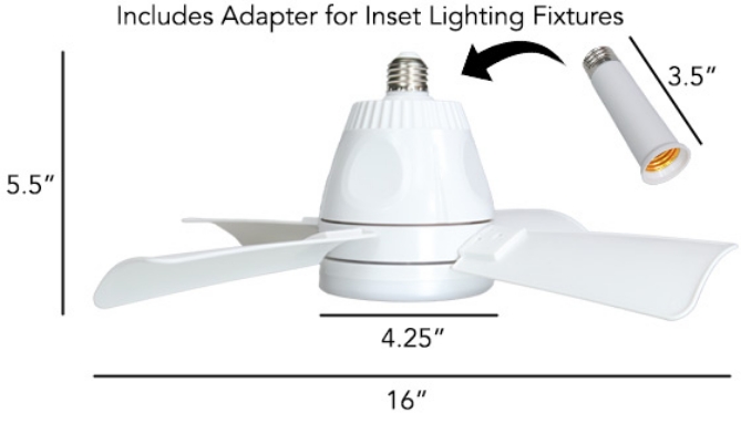 Picture 2 of Bright n Cool Ceiling Socket Fan & Light w/ Remote