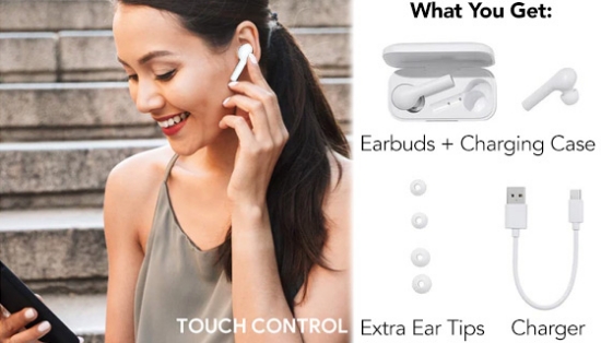 True Wireless T21 Earbuds 40-Hour Total Playtime