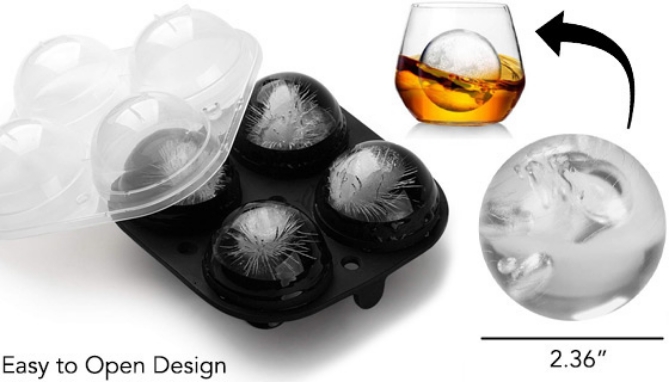 Spinning Whiskey Glasses (4pk) With Ice Ball Maker Set