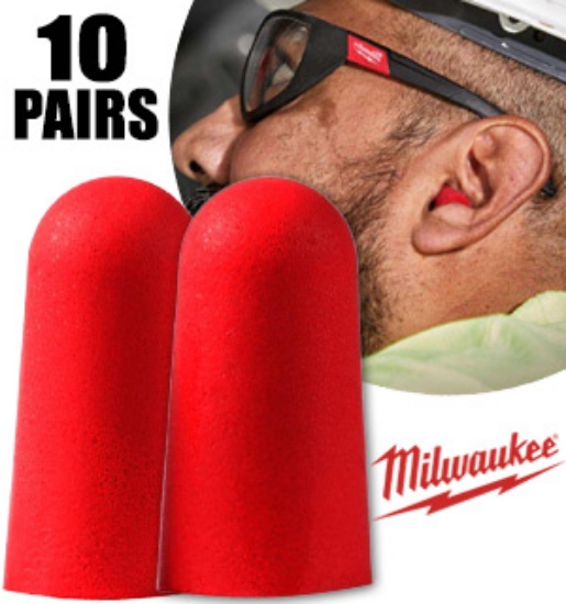Milwaukee All Day Comfort Disposable Ear Plugs - Individually Wrapped 10-Pack w/32 dB Noise Reduction Rating