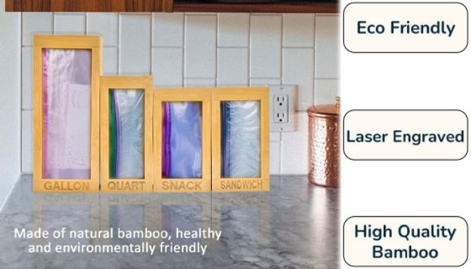 Picture 5 of Bamboo Kitchen Bag Organizer