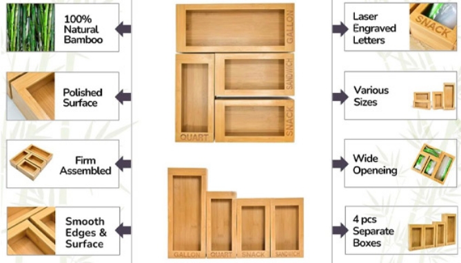 Picture 4 of Bamboo Kitchen Bag Organizer