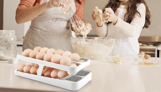 Rolling Egg Dispenser: Gravity Fed Dispenser Holds Up To 28 Eggs