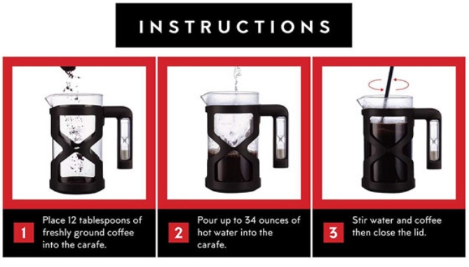 Picture 5 of French Coffee Press with Built in Hourglass Timer