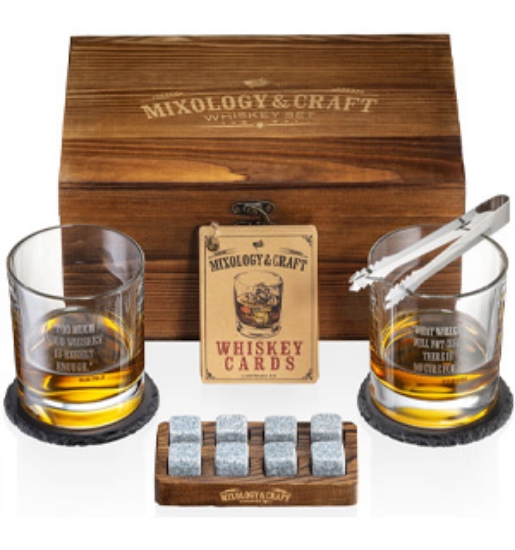 Collector's Edition: Mixology & Craft Whiskey Set in Handsome Wooden Box (Dented Packaging)