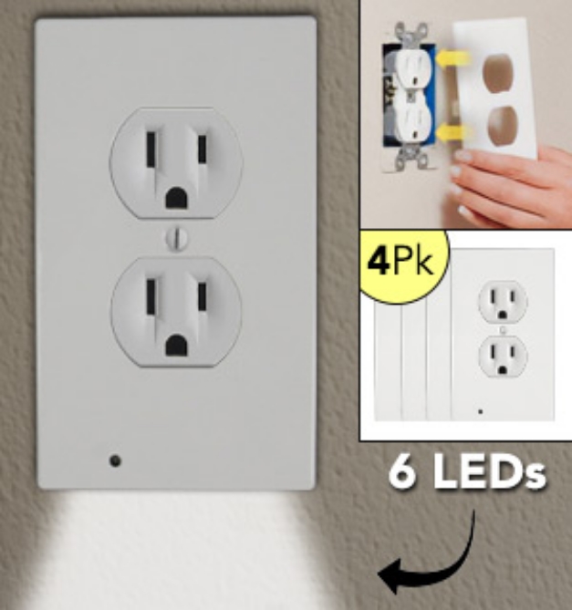 Picture 1 of Automatic Wall Outlet Cover Night Lights - 4 Pack
