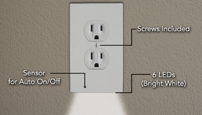 Picture 3 of Automatic Wall Outlet Cover Night Lights - 4 Pack