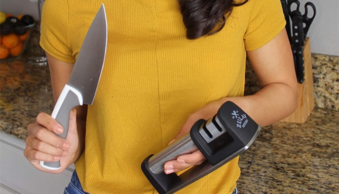 Stay Sharp Knife and Scissor Sharpener w/ BONUS FREE Cut-Resistant Glove