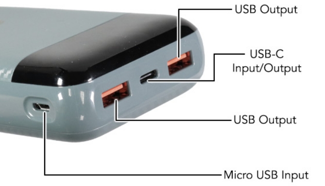 Digital Display 20,000mAh Ultrapack Power Bank with Bonus Cords