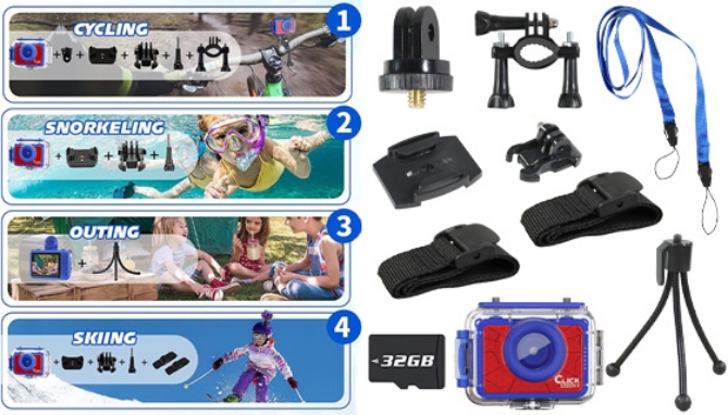 HD Waterproof Action Camera With Accessories for Kids