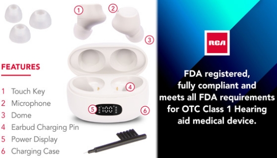 FDA-Registered Class 1 Earbud-Style Hearing Aids by RCA