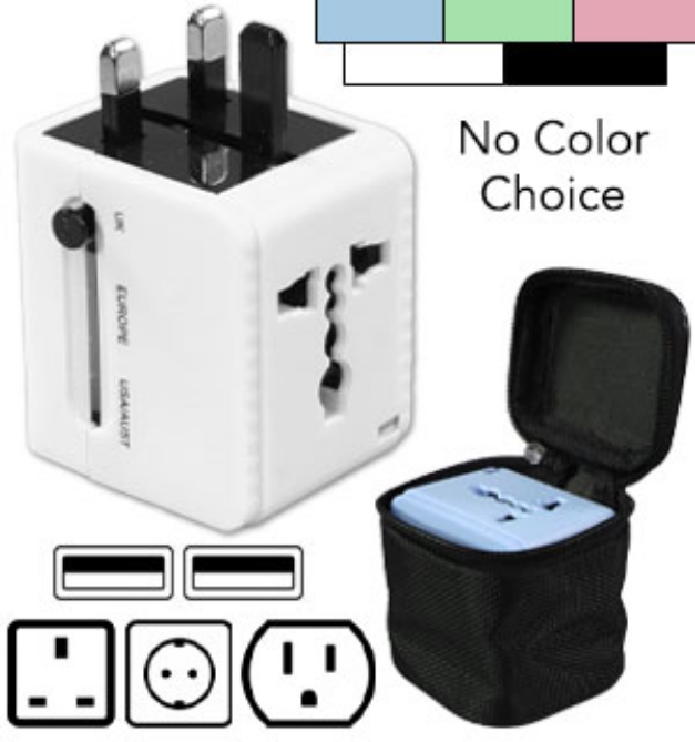 Picture of Universal Travel Adapter with 2 USBs and Protective Case