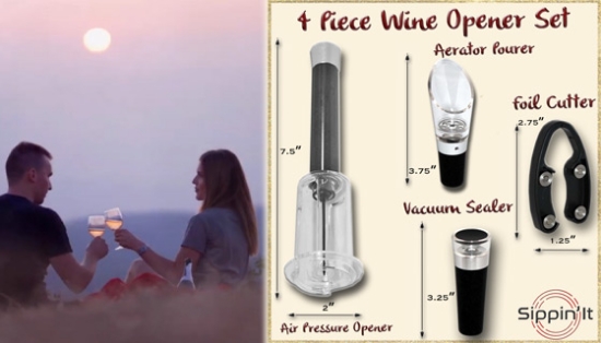 Sippin'It Air Pressure Wine Bottle Opener with Accessories