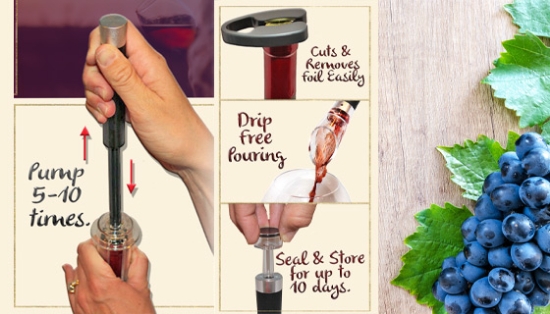 Sippin'It Air Pressure Wine Bottle Opener with Accessories