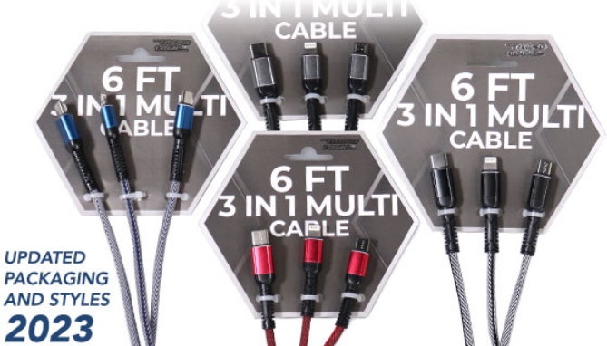 Picture 3 of 6ft Braided 3-in-1 Multi Charging Cord: Android and iPhone-Ready