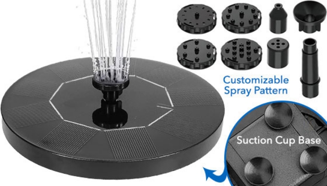 Picture 2 of Solar-Powered XL Water Fountain for Birdbaths, Pools, and More