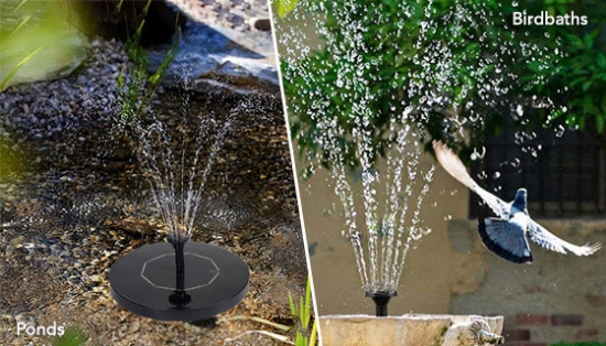 Solar-Powered XL Water Fountain for Birdbaths, Pools, and More