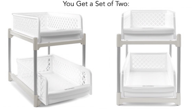 2-Tier Sliding 9in Basket Drawers: Set of 2