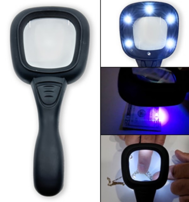 Picture 1 of LED Magnifying Glass with UV Light and Kickstand