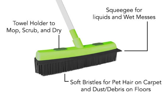 The Super Squeegee Broom for Wet and Dry Messes (Dented Packaging)