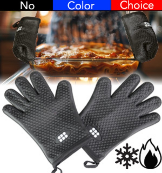 Picture 1 of Cotton Lined Silicone Heat and Cold Resistant Gloves