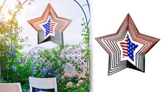 Patriotic Hanging Star 3D Wind Spinner