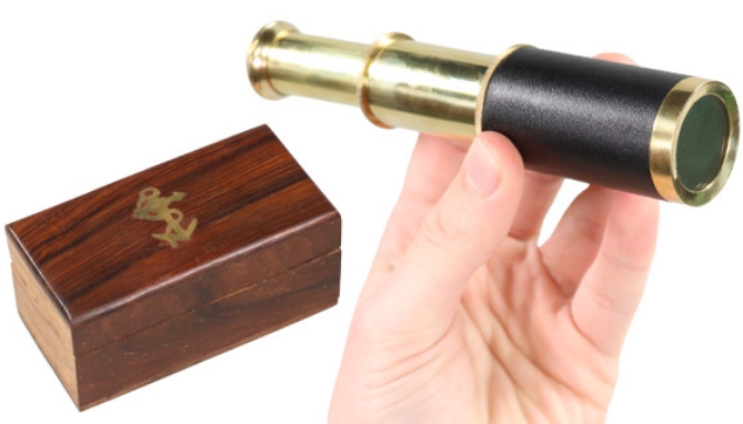 Picture 2 of Nautical Brass Spyglass With Wooden Display Box