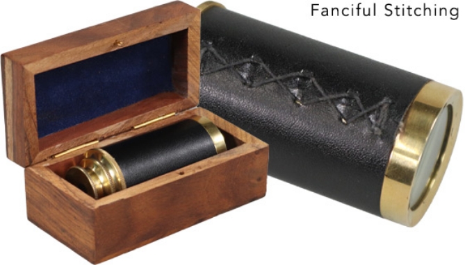 Nautical Brass Spyglass With Wooden Display Box