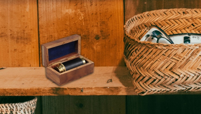 Nautical Brass Spyglass With Wooden Display Box