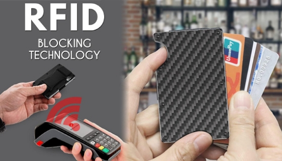 RFID Blocking Slim Minimalist Wallet with Money Strap