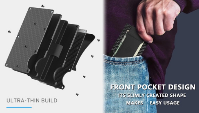 Picture 3 of RFID Blocking Slim Minimalist Wallet with Money Strap