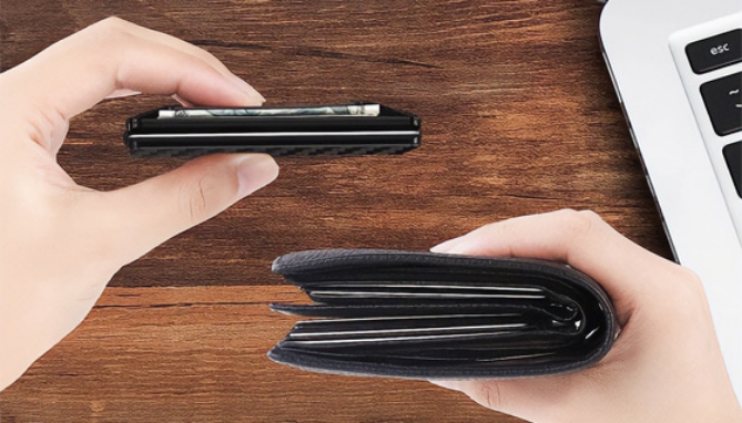 Picture 4 of RFID Blocking Slim Minimalist Wallet with Money Strap