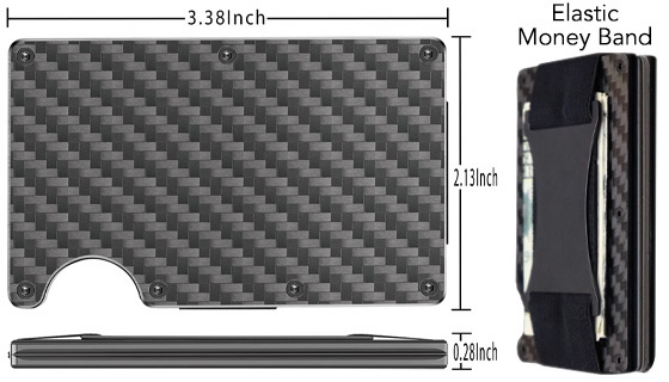 Picture 5 of RFID Blocking Slim Minimalist Wallet with Money Strap
