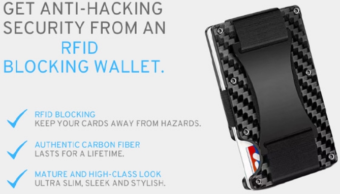 RFID Blocking Slim Minimalist Wallet with Money Strap